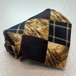 Field and Stream Vintage 100% Silk Deer and Plaid Print Necktie